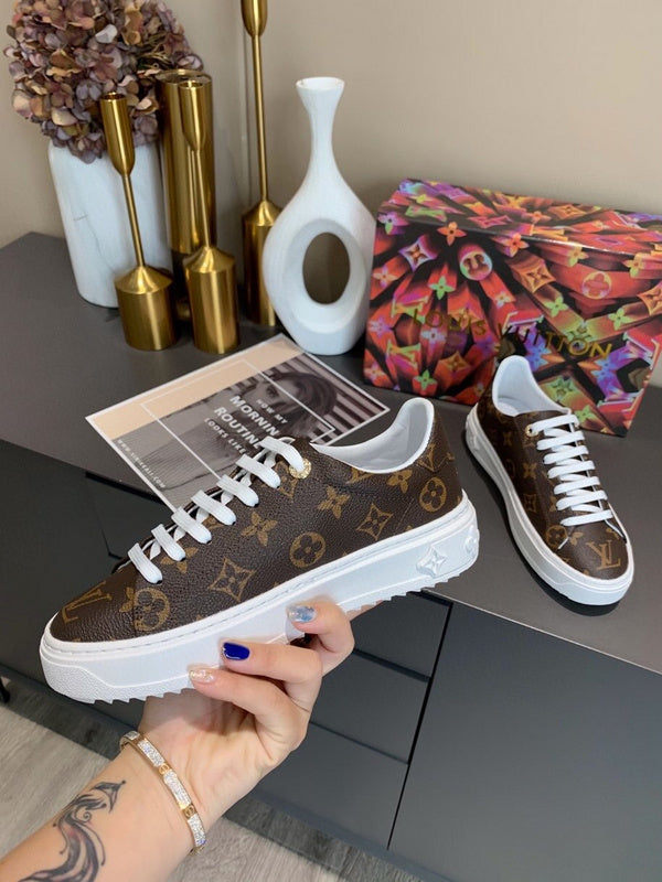 LOUIS VUITTON X YAYOI KUSAMA TIME OUT SNEAKERS IN BROWN