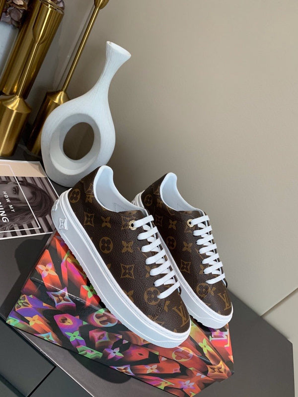 LOUIS VUITTON X YAYOI KUSAMA TIME OUT SNEAKERS IN BROWN