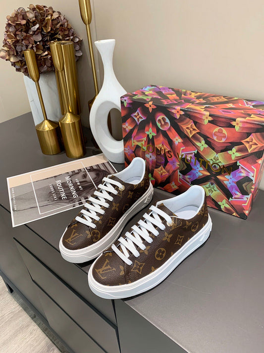 LOUIS VUITTON X YAYOI KUSAMA TIME OUT SNEAKERS IN BROWN