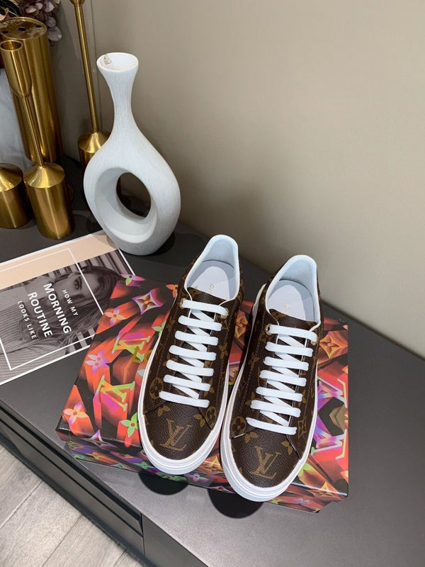 LOUIS VUITTON X YAYOI KUSAMA TIME OUT SNEAKERS IN BROWN