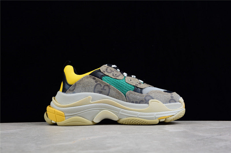 GU*CCI X BALENCIAGA TRIPLE S GRAY/GREEN/YELLOW