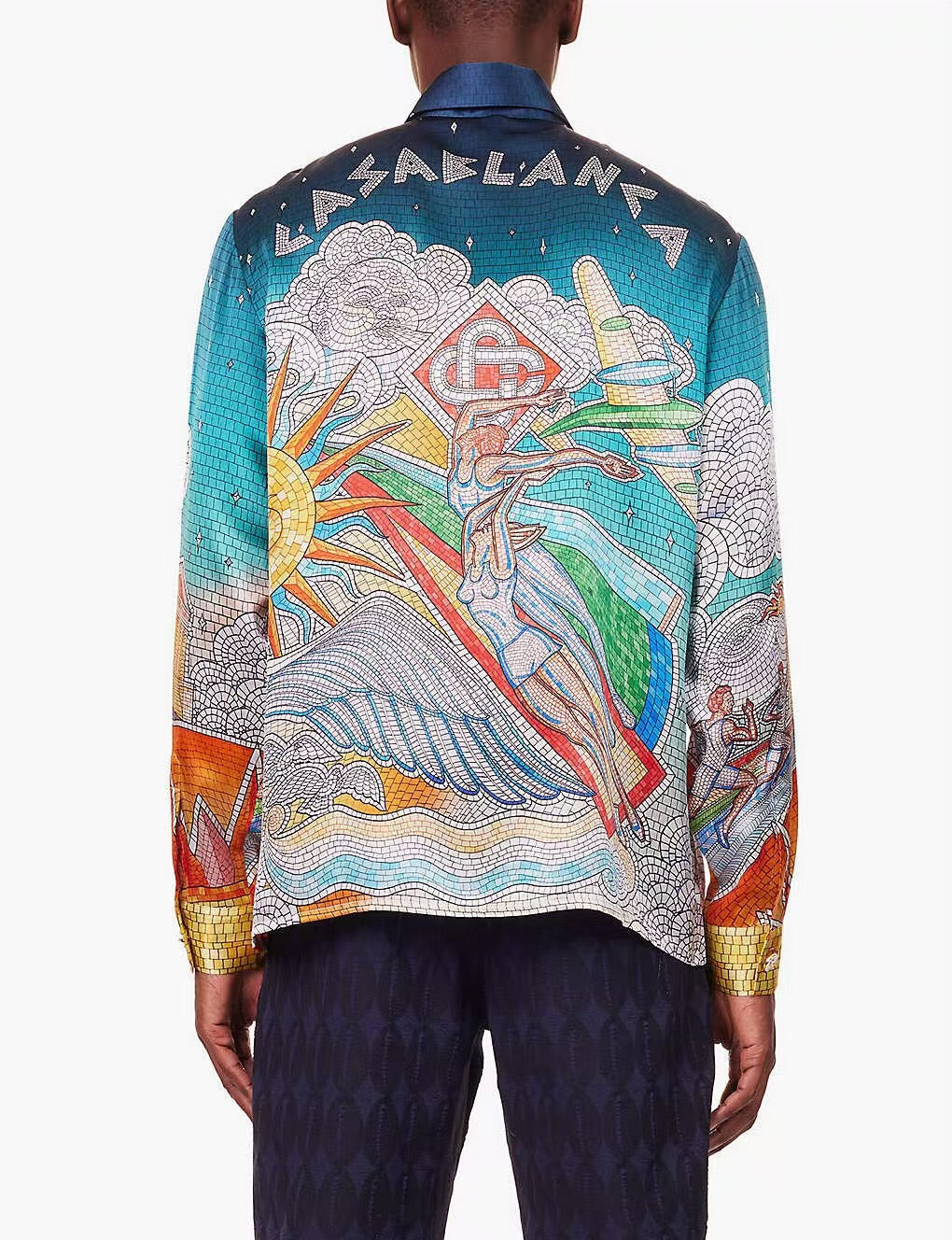 CASABLANCA Flame Print Long Sleeve Real Silk Shirt