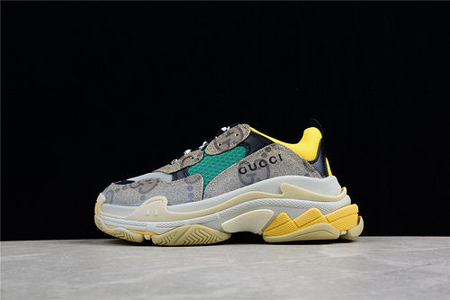 GU*CCI X BALENCIAGA TRIPLE S GRAY/GREEN/YELLOW